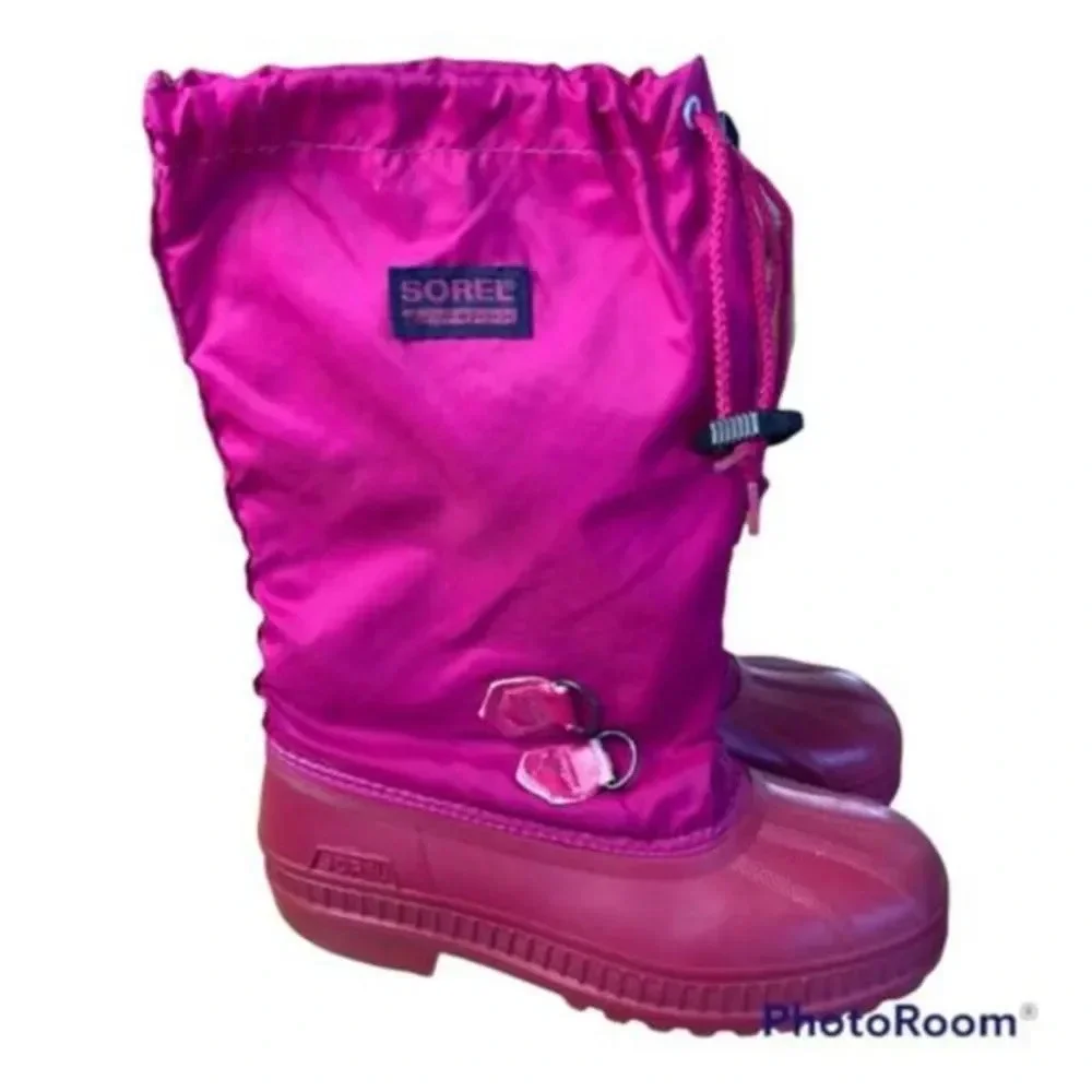 SOREL Pink Rubber Canvas‎ Pull On Mid Insulated Boots Outdoor Women's Shoes 5